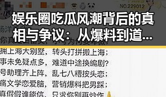 娱乐圈吃瓜风潮背后的真相与争议：从爆料到道德思考